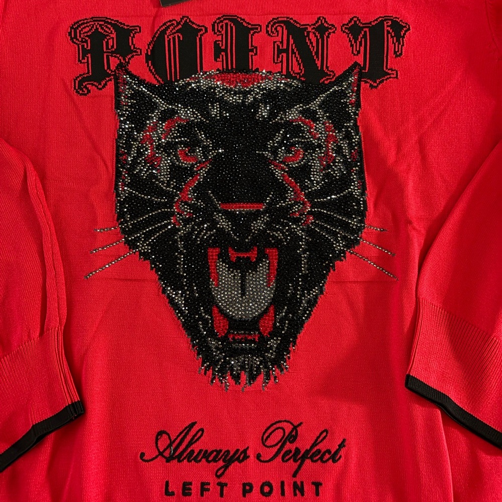 Left Point, Italian luxury sweatshirt with Black Panther on front